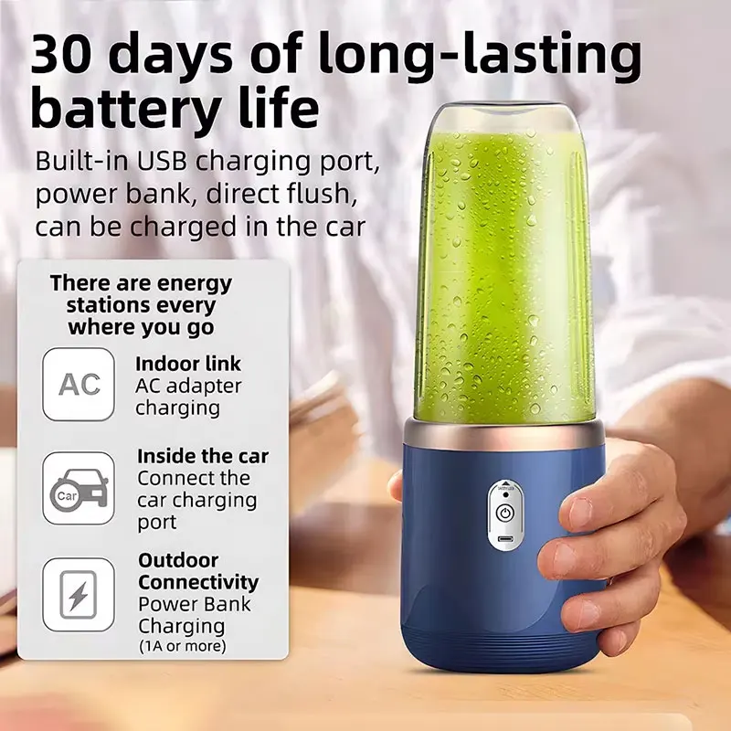 USB 개인용 미니 주서기 휴대용 핸드헬드 여행용 블렌더 싱글 더블 컵 포함 물병용