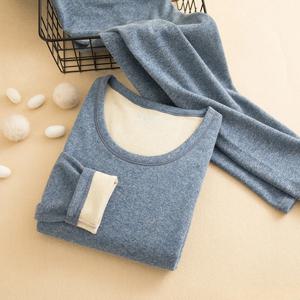 울 실크 보온 내의 세트 양면 캐시미어 롱존스 플러스 캐시미어 두꺼운 가을 겨울 남녀용 따뜻한 속옷