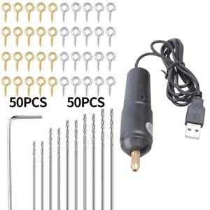 블랙 USB 미니 전기 드릴 키트 수 지 플라스틱 나무 폴리머 클레이 쥬얼리 펜 던 트에 대 한 드릴 비트