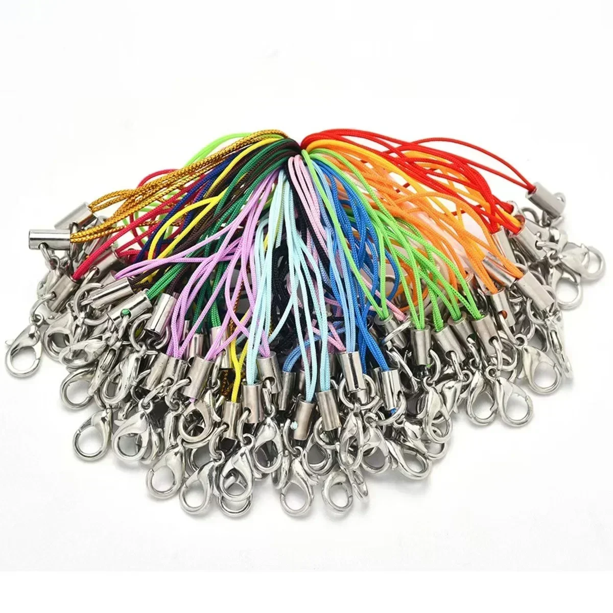 50개 블랙 나일론 스트랩 참 세트 내구성 있는 랜야드 코드와 랍스터 클립 |   찢어짐 방지 조절 가능한 키체인 모바일 가방 스트랩