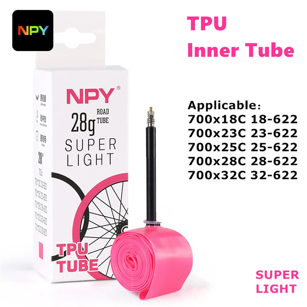 NPY 1개 초경량 28g 자전거 TPU 이너 튜브 700X18 25 28 32 로드 자전거 TPU 소재 타이어 45mm/65mm/85mm 길이 프렌치 밸브