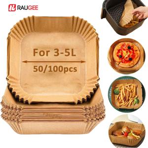 50/100개 에어프라이어 종이 라이너 논스틱 오일프루프 및 방수 베이킹 종이 전자레인지용 에어프라이어 종이 트레이