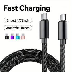 66W 5A 나일론 1m 2m 3m USB C to C 고속 충전 케이블 (아이폰 15 16 Pro Max, 삼성 S24, 샤오미, 오포용)