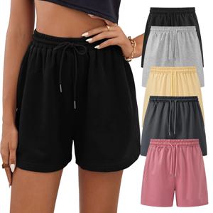 XUANSHOW 여름 여성 반바지 운동복 레이싱 바지 솔리드 컬러 탄성 포켓 캐주얼 하이 웨이스트 여성 느슨한 짧은
