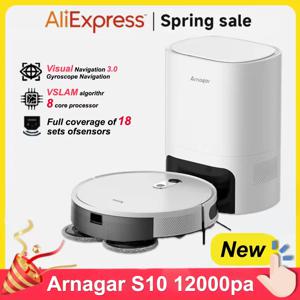 아르나가르 S10 로봇 진공 청소기 자동 먼지 수집 및 청소 기능 12000Pa 2550mAh 저소음 앱 제어 가정용 청소기