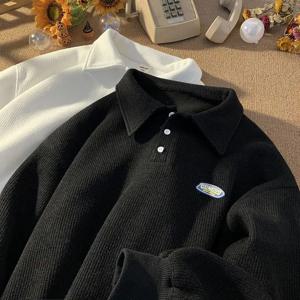 추동 폴로넥 맨투맨 젠더리스 빈티지 ins풍 상의에 루즈핏 기모 도톰함 후드티