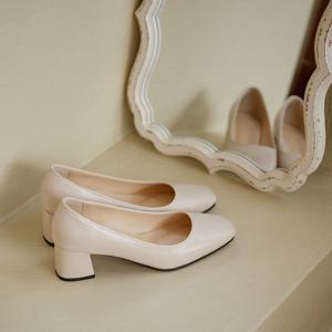 레오나 베이직 펌프스 발편한 미들통굽 미들힐 여성구두 5cm