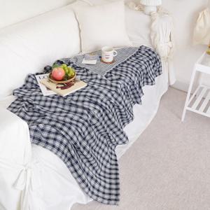 까사베르데 바토니 체크 순면거즈 양면 블랭킷&파우치 세트