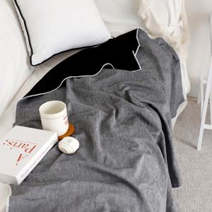 까사베르데 아일 솔리드 순면거즈 양면 블랭킷&파우치 세트