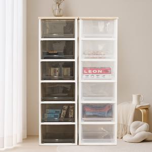 어반 우드상판 베이직 플라스틱 서랍장 6단 투명 수납장