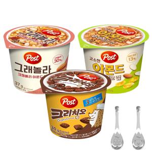 포스트 아몬드/그래놀라/크리치오 컵시리얼 4개씩 총 12개입+스푼세트
