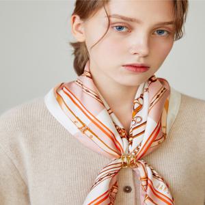 [선물포장][SILK100]핑크 DD체인 스카프&링 세트 DCSC5E702J