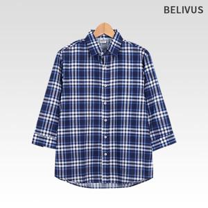 남자 7부 셔츠 카라 체크 여름 남방 404VMS