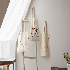 효재 에코백 광목 국내생산 대학생 직장인 숄더 여행 가벼운 자수 기저귀 캔버스 여성