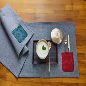 효재 데님 양단 주머니 패브릭 식탁 테이블 데스크 책상 집들이 선물 혼수 패드 매트 그린