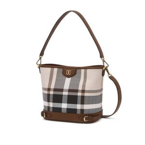 [닥스핸드백][쇼핑백동봉] 브라운 체크 가죽 숄더백 DCBA5F714