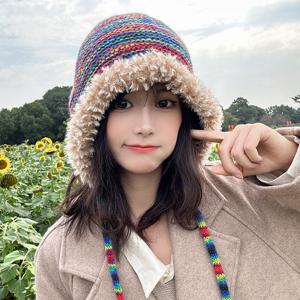 니트모자 퍼 귀달이모자 겨울 털모자 벙거지모자 방한모자 여성모자 여자모자 뜨게