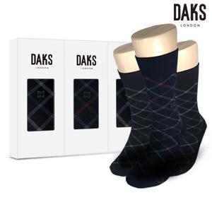 양말 신사 3족 선물세트 면스판장목 사색체크 22303