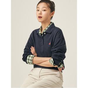 면 혼방 긴소매 폴로 티셔츠  네이비 (BF5841C01R)