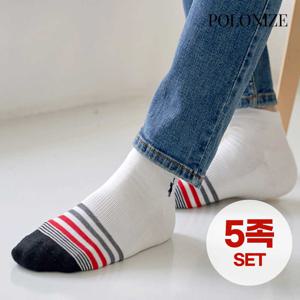 [폴로나이즈] 단가라 스포츠 파일삭스 남성 양말 5족 세트