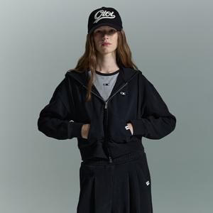 잔디와펜 크롭 후드집업 [BLACK]