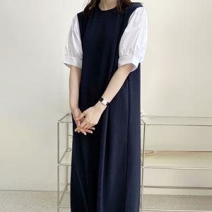 [엘브랜드] 앨리스 퍼프 반팔 롱원피스