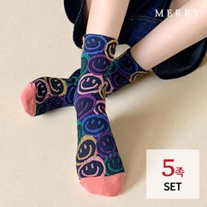 네오 스마일 양말 5족 세트/여성 발목양말