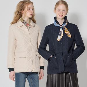 2SET (LeOT)] 실용성있는 에크루 퀼팅 점퍼+머플러 2종세트