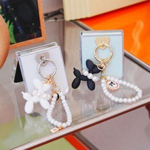 갤럭시Z플립6 5 스티키 고리판 벌룬독 진주 스트랩 키 제트플립6투명 Z플립5케이스