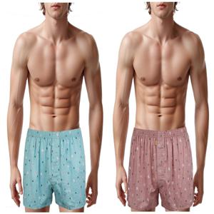 비비안 고밀도 원단의 귀여운 곰 프린트 남성 트렁크팬티 2종세트 TP4404