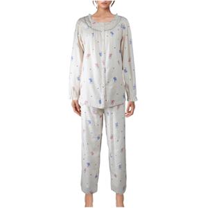 비비안 면기모 귀여운 고양이나염 여성 잠옷세트 WP8873R