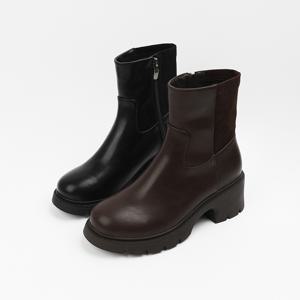 신난다슈 여성 앵클부츠 5cm 숏 워커 앵글 부츠 기모 소가죽 통굽 MRO257240