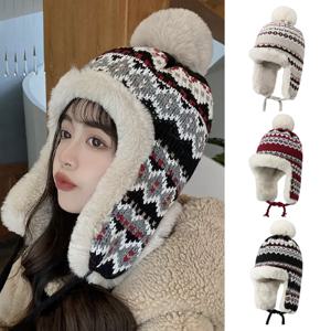 눈꽃 방울 귀달이 따뜻한 겨울 방한 니트 털 모자