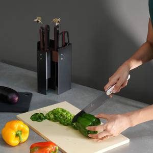 극 나이프 가위 스탠드 세트 5종 세트 셰프,산도쿠,페티나이프,티타늄가위,윌넛스탠드