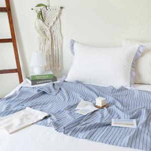 까사베르데 머스크 블루 홑겹 블랭킷 + 파우치 set