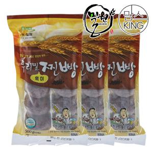 [맘스킹]밀원본가 HACCP 안흥 우리밀흑미찐빵 10개(500g)x3세트-수입팥