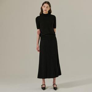 [최초가 118000원] 메탈 플리츠 A라인 밴딩 롱 니트 스커트_YI08WRKSK01