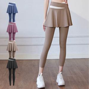 여성 4컬러 절개 레깅스 일체형 스커트 요가 필라테스 필라테스치마레깅스 요가치마레깅스