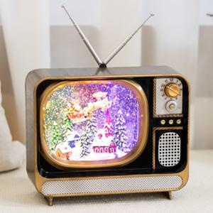 크리스마스 TV 워터오르골 (어댑터포함) 고급 LED 대형 장식 30x20cm 스노우볼 소품 용품 매장 데코 무드등