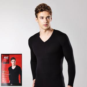 에어로히트 검정 V넥 남자 발열 내의 내복 상의