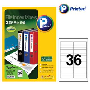인덱스 라벨 V3460 100매 36칸 프린텍
