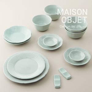 윤도자기 청아 도자기 2인 홈세트 14P