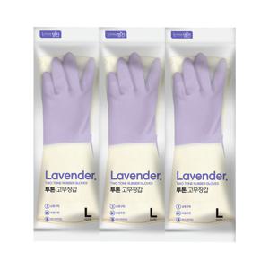 명진 라벤더 투톤 고무장갑 대(L) x 3개 / 식품용