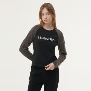 ［플라스틱아일랜드 ］소매배색 기모 티셔츠 PQ4CL162