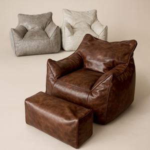 도무 벨럼 빈백 소파 1인용 북유럽스타일+풋스툴 세트