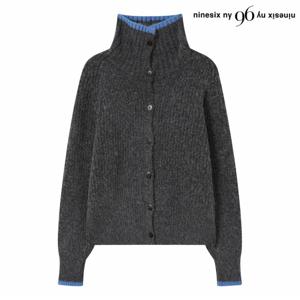 정상가:89,000원 ㅣ 하이넥 라인 골지 배색 니트 가디건 (NP4CK016L0)