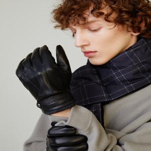 액세서리 DCGV4F177BK [남성장갑]블랙 양가죽 니트 시보리 장갑