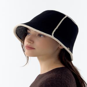 헤지스 액세서리 [[24FW]] HILG4F701BK 블랙 라인배색 면혼방 벙거지모자