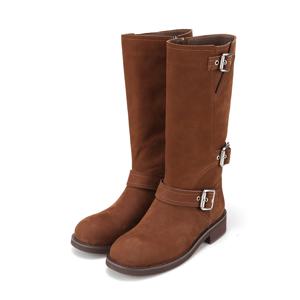 소가죽 누벅 밸크로 여성 하프부츠_BBI843BR