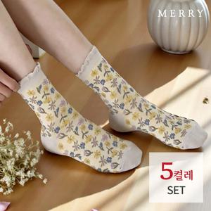 [메리삭스] 앨리스 프릴 꽃양말 5켤레 세트/여성양말